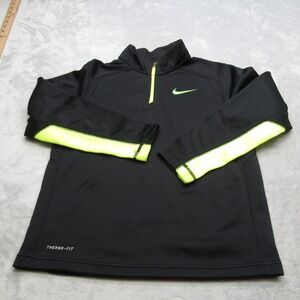 Nike Sweatshirt Youth? Large Black‎ Yellow Therma-FIT 1/4 Zip Pullover READ